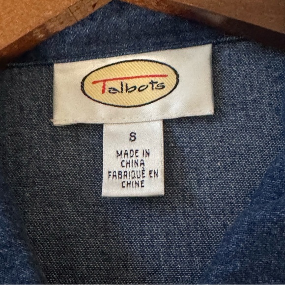 Talbots Embroidered Floral Denim shirt Jacket Cottagecore Top size small - Picture 6 of 9